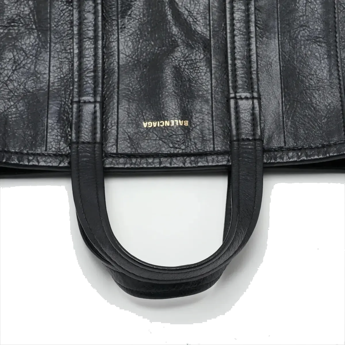 Pre-Loved Barbes East-West Shopper Tote Leather Small with Silver Hardware, Black