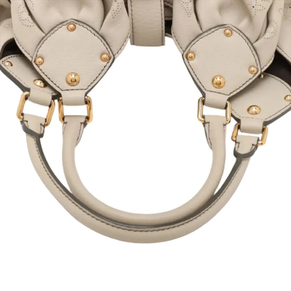 Pre-Loved Mahina XL Shoulder Bag Monogram Leather XL with Gold Hardware, Off-White