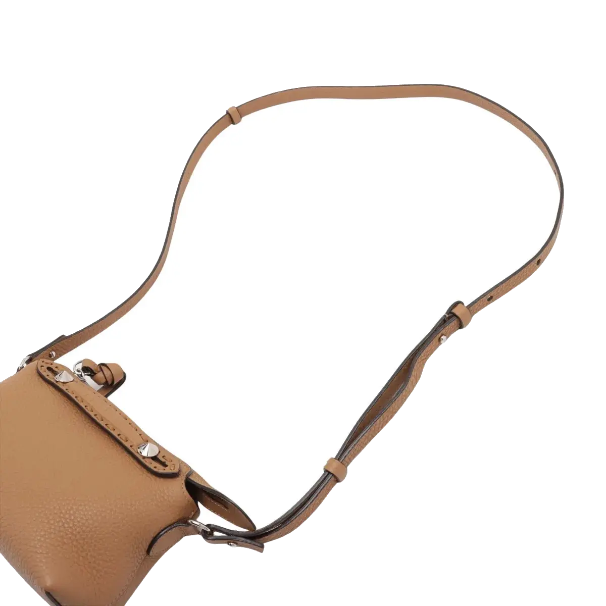 Pre-Loved Selleria Peekaboo Crossbody Bag Leather Mini with Silver Hardware, Tan