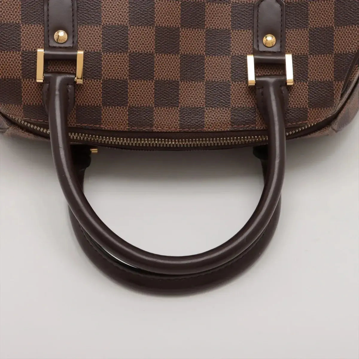 Pre-Loved Ribera MM Handbag Damier Coated Canvas MM with Gold Hardware, Brown