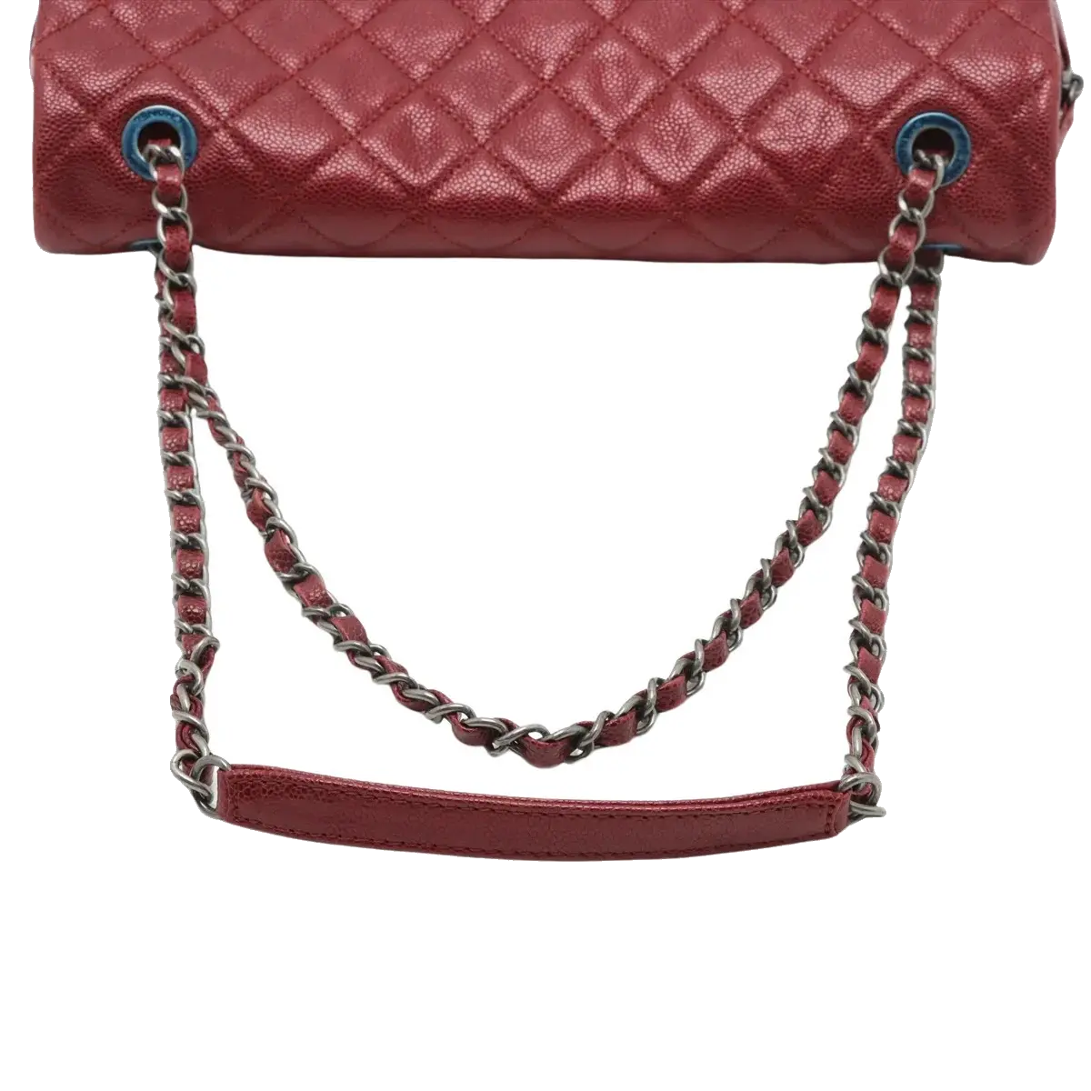 Pre-Loved Easy Flap Shoulder Bag Quilted Leather with Silver Hardware, Red