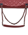 Pre-Loved Easy Flap Shoulder Bag Quilted Leather with Silver Hardware, Red