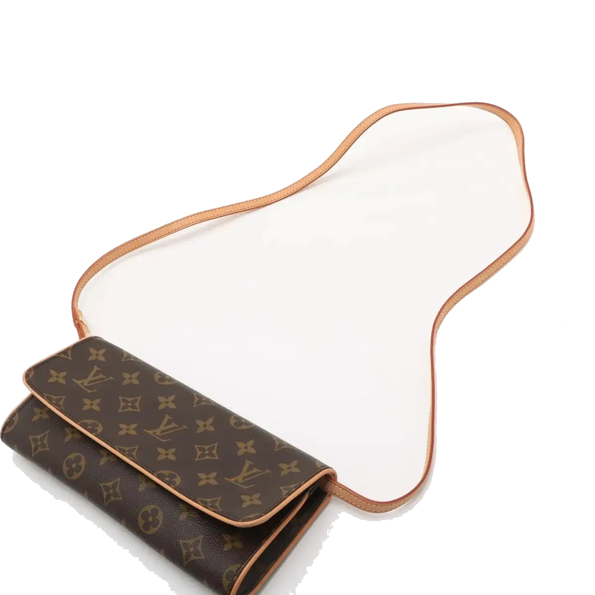 Pre-Loved Pochette Twin Crossbody Bag Monogram Coated Canvas GM with Gold Hardware, Brown