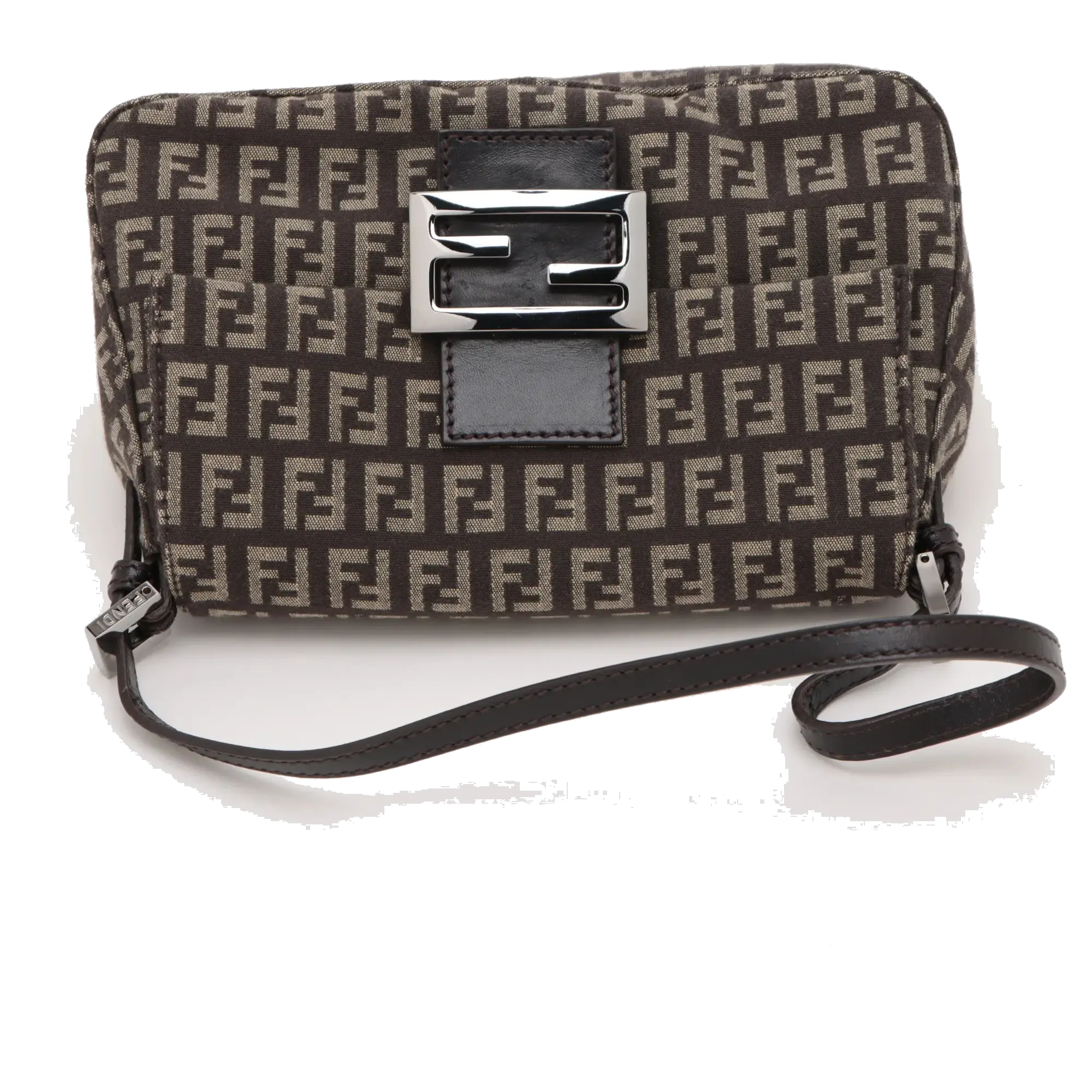 Pre-Loved Mamma Baguette Shoulder Bag Zucchino Coated Canvas with Silver Hardware, Brown