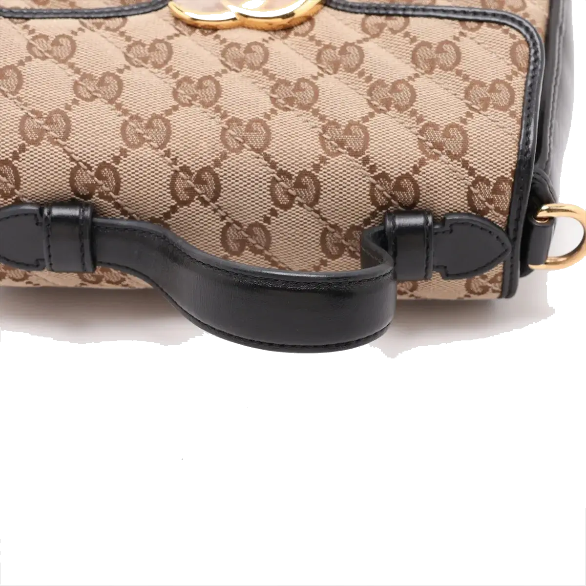 Pre-Loved GG Marmont Handbag Monogram Canvas Mini with Gold Hardware, Beige/Brown