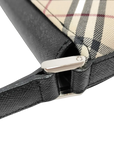 Pre-Loved Shoulder Bag Nova Check Coated Canvas with Silver Hardware, Beige and Black