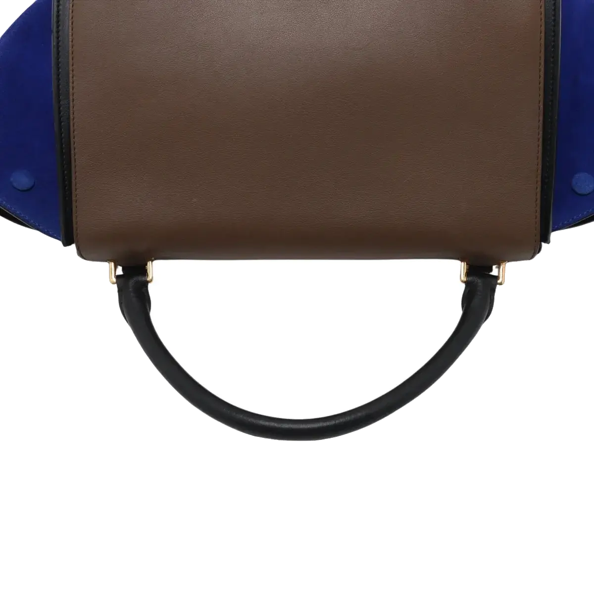 Pre-Loved Trapeze Handbag Leather Medium with Gold Hardware, Brown/Black/Blue