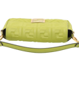 Pre-Loved Baguette Shoulder Bag Embossed FF Logo Leather Medium with Gold Hardware, Green