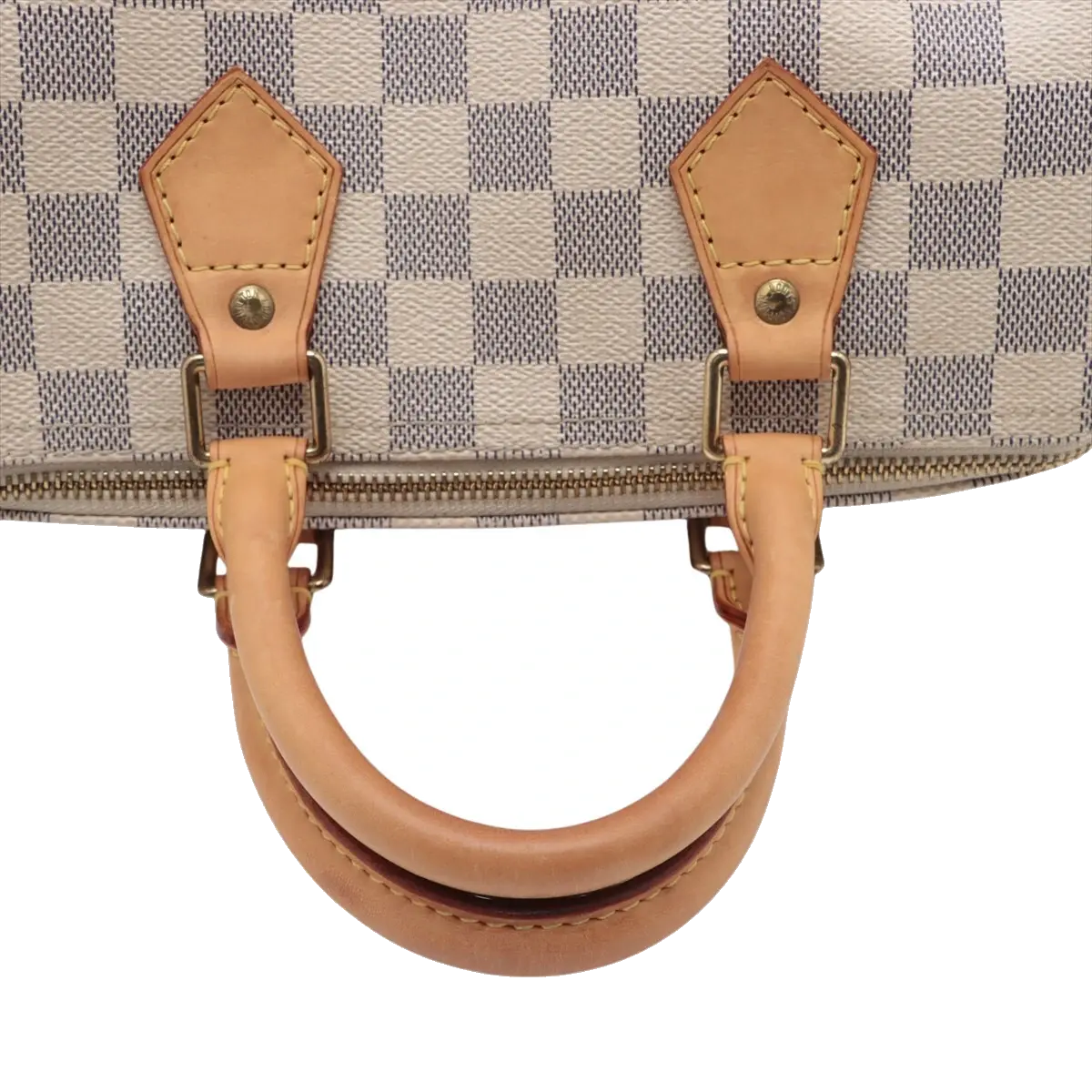 Pre-Loved Speedy Handbag Damier Coated Canvas 25 with Gold Hardware, Cream