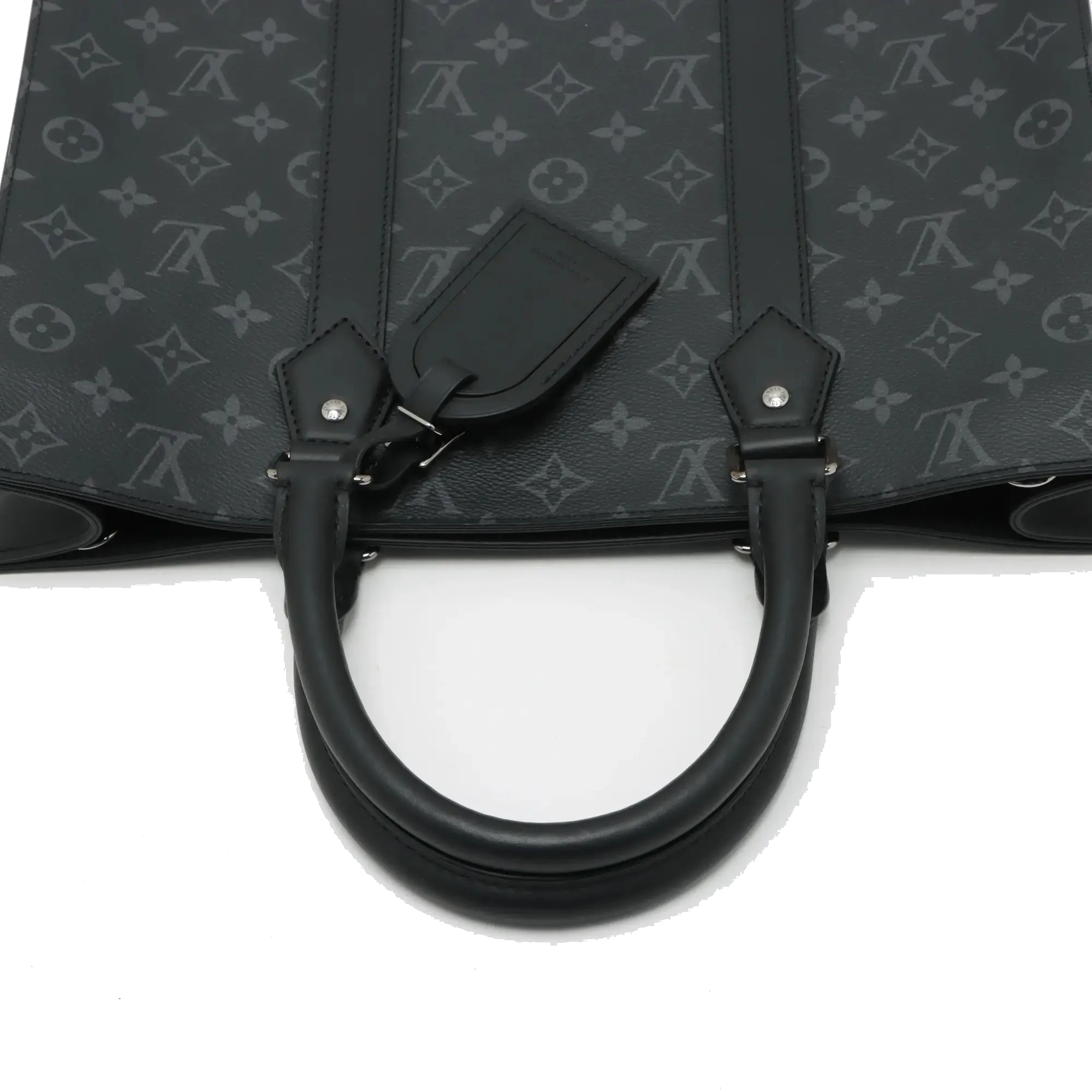 Pre-Loved Sac Plat Tote Monogram Coated Canvas with Silver Hardware, Black