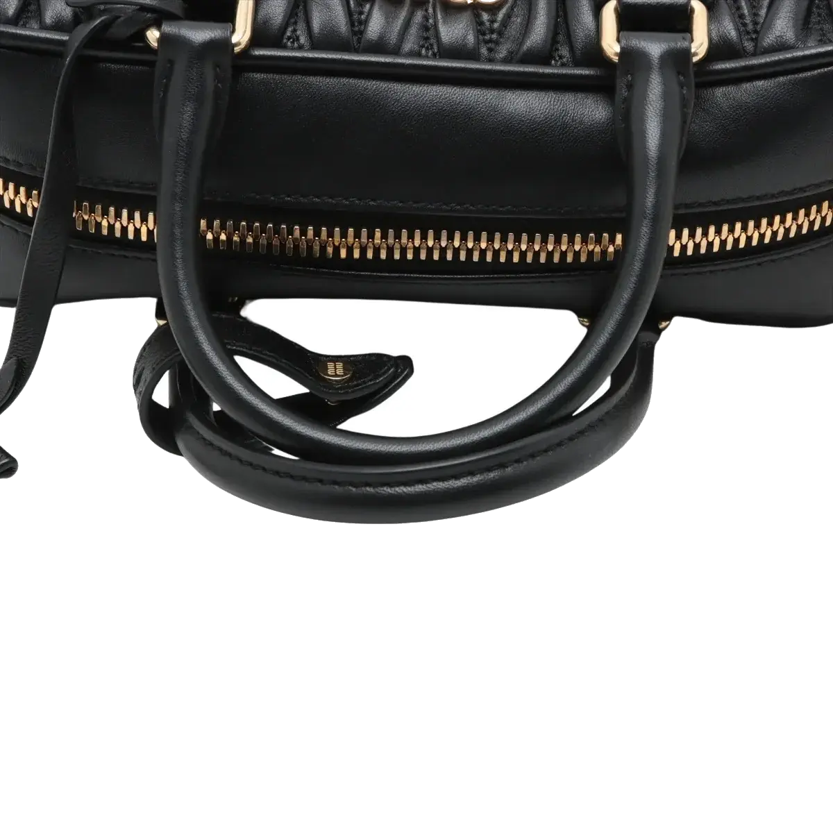 Pre-Loved Matelassé Bowling Bag Handbag Quilted Leather Mini with Gold Hardware, Black