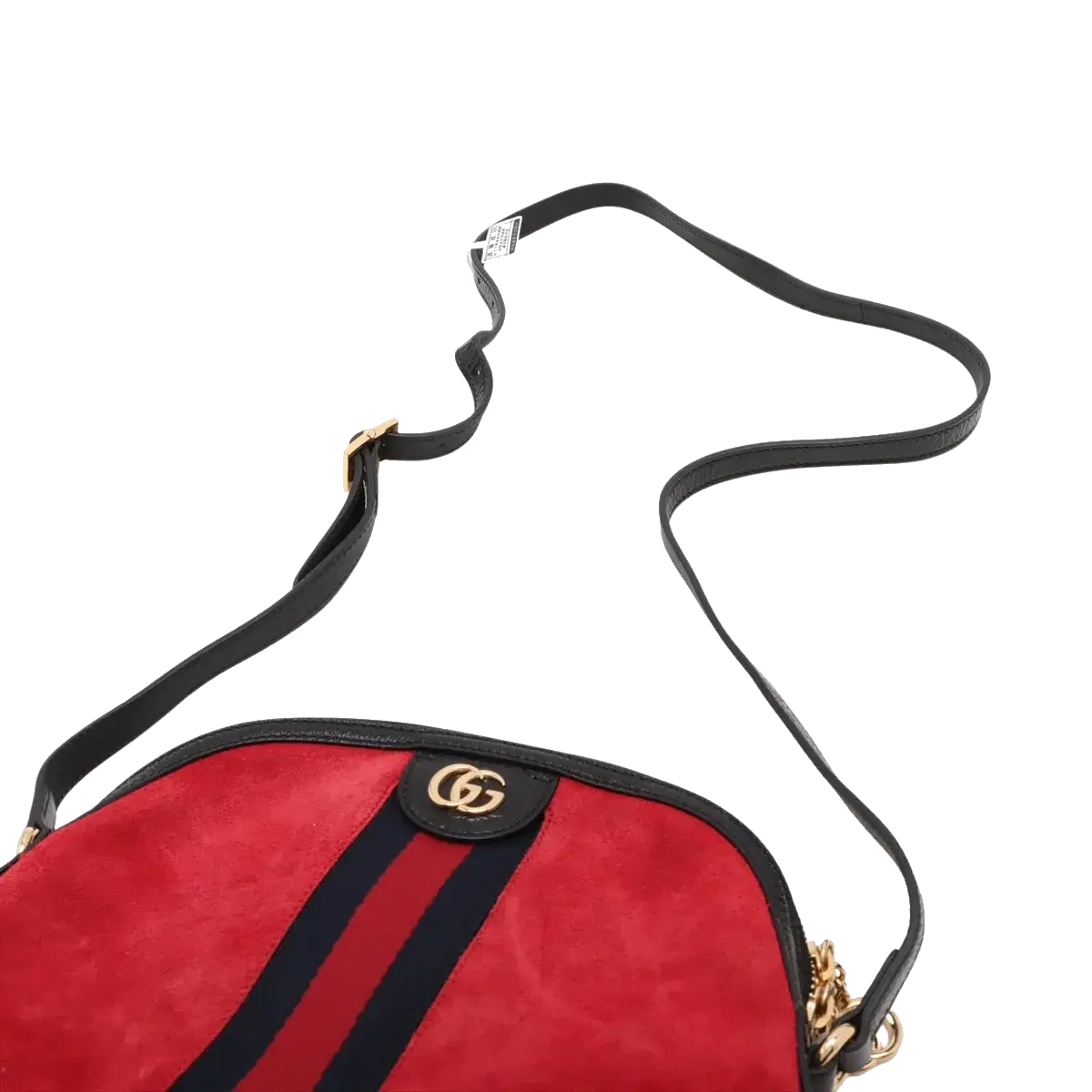 Pre-Loved Ophidia Crossbody Bag Suede Small with Gold Hardware, Red