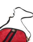 Pre-Loved Ophidia Crossbody Bag Suede Small with Gold Hardware, Red