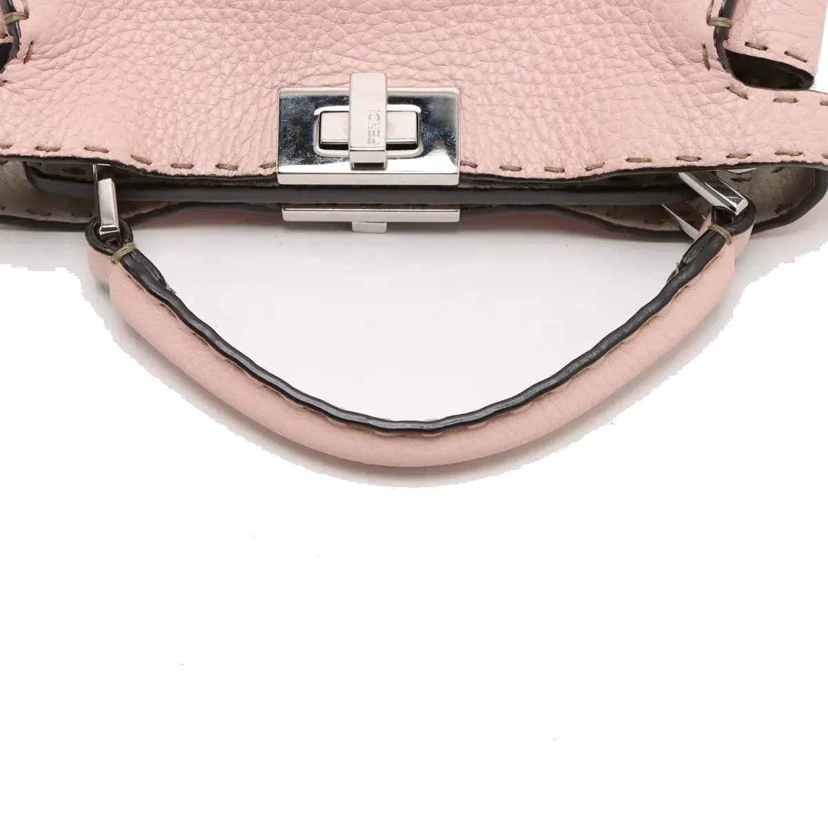 Pre-Loved Peekaboo Selleria Handbag Leather Mini with Silver Hardware, Pink