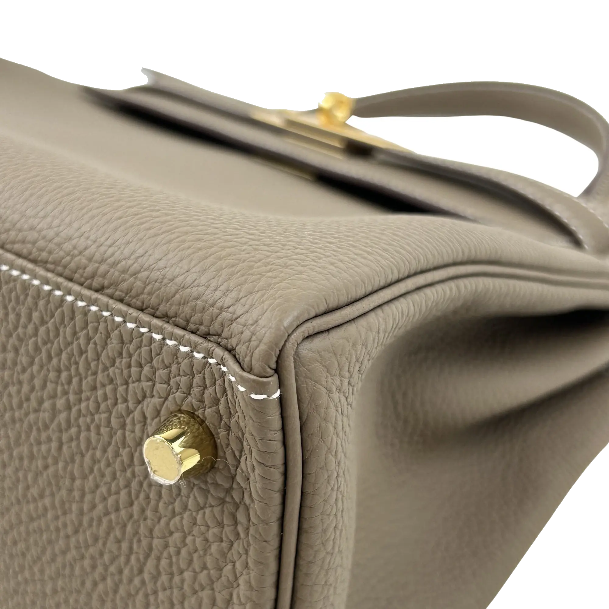 Pre-Loved Kelly Handbag Leather 28 with Gold Hardware, Etoupe
