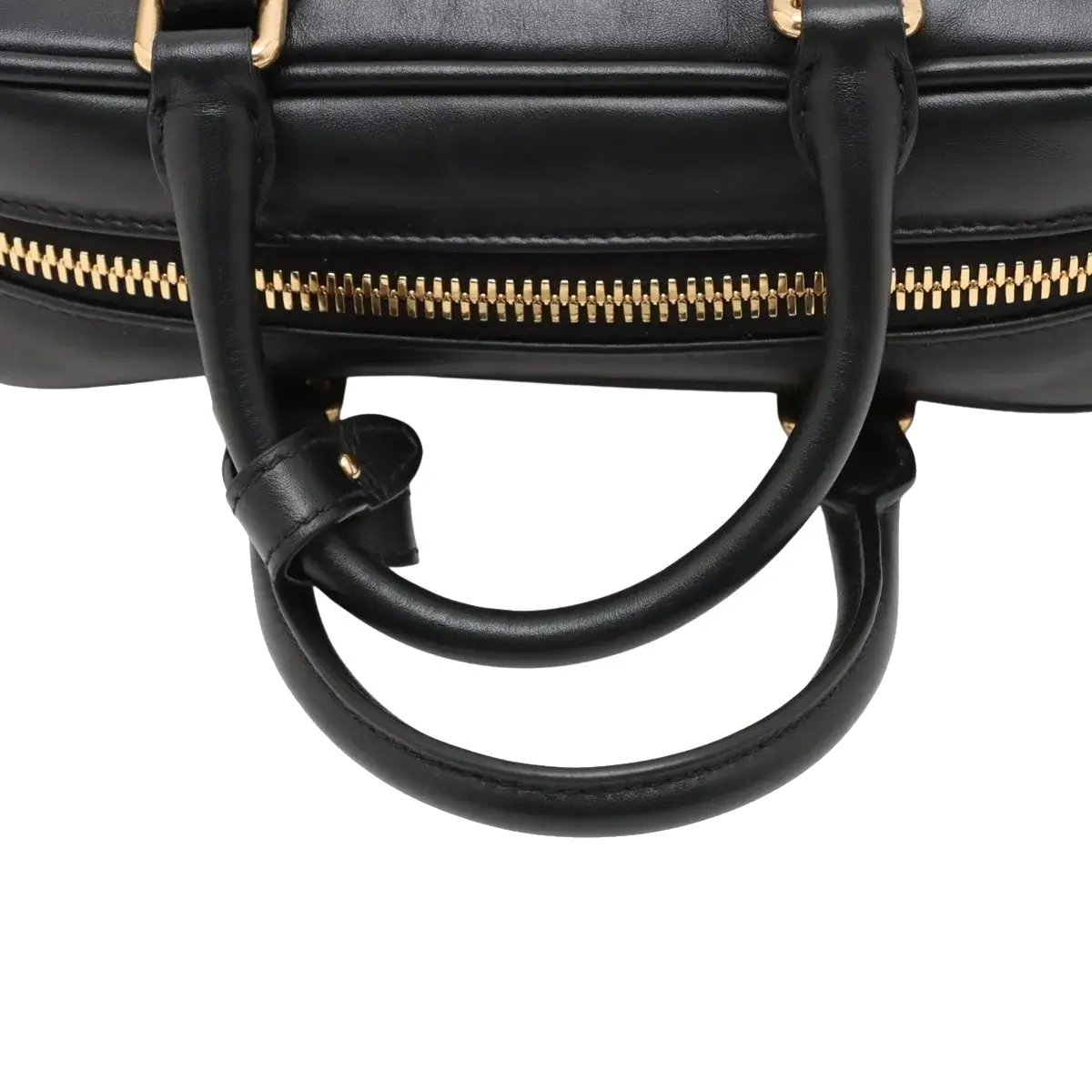 Pre-Loved Bowling Bag Handbag Leather Mini with Gold Hardware, Black