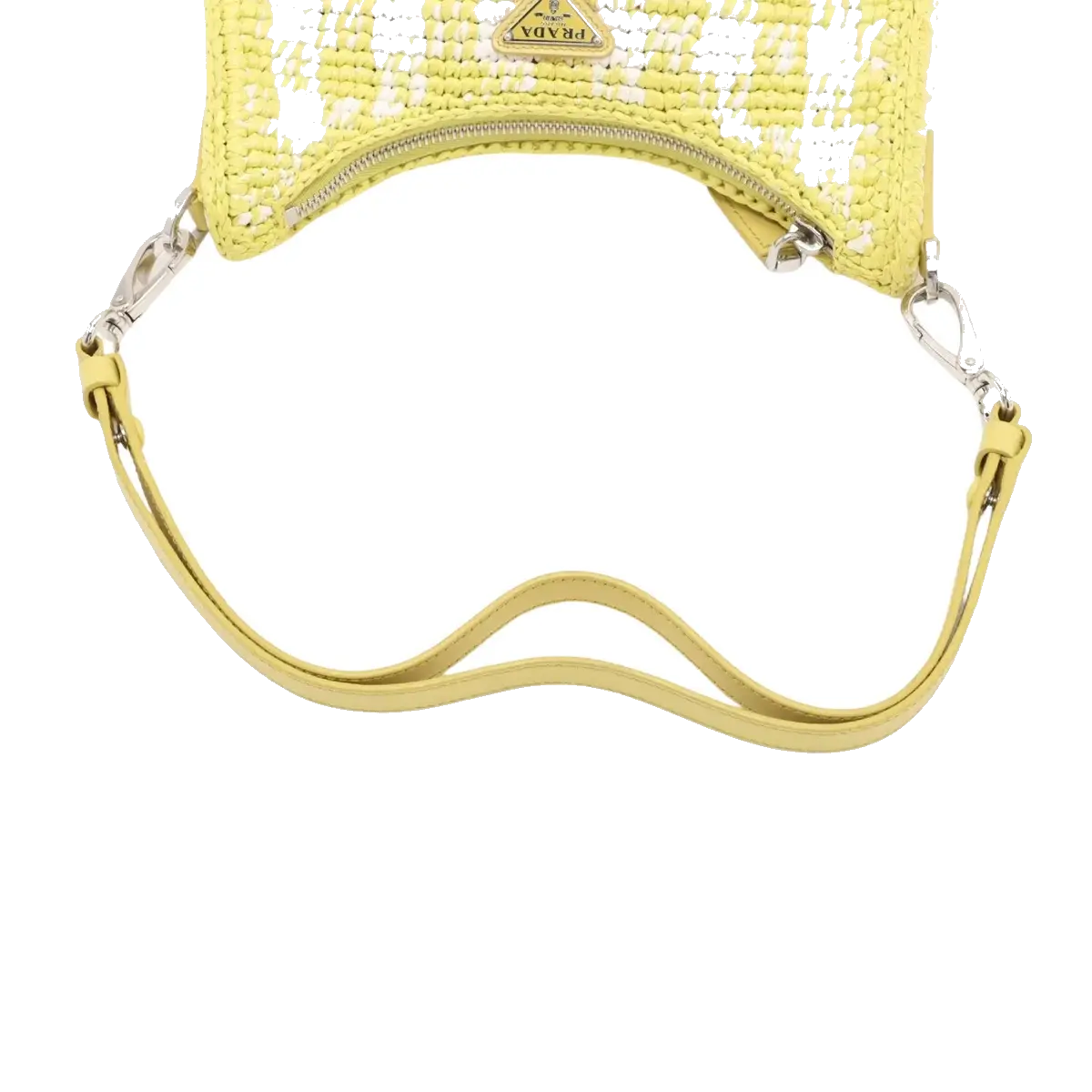 Pre-Loved Re-Edition 2005 Shoulder Bag Crochet Raffia Gingham Mini with Silver Hardware, Yellow and White
