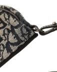 Pre-Loved Saddle Pochette Oblique Canvas Mini with Silver Hardware, Navy and Grey