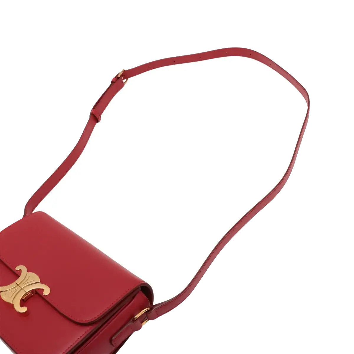 Pre-Loved Triomphe Shoulder Bag Leather Teen with Gold Hardware, Red