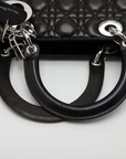 Pre-Loved Lady Dior Handbag Cannage Leather Large with Silver Hardware, Black