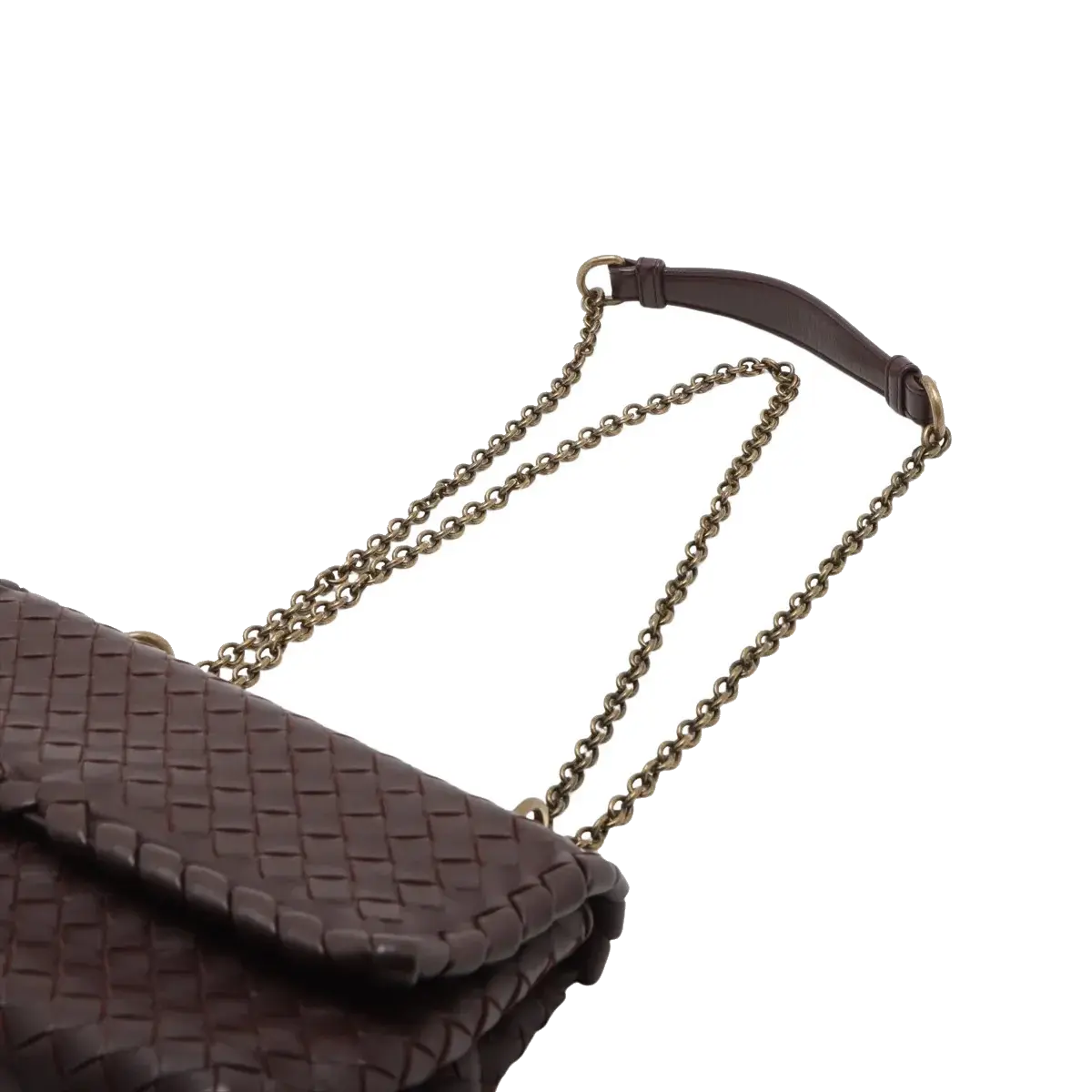 Pre-Loved Olimpia Crossbody Bag Intrecciato Leather Baby with Aged Gold Hardware, Burgundy