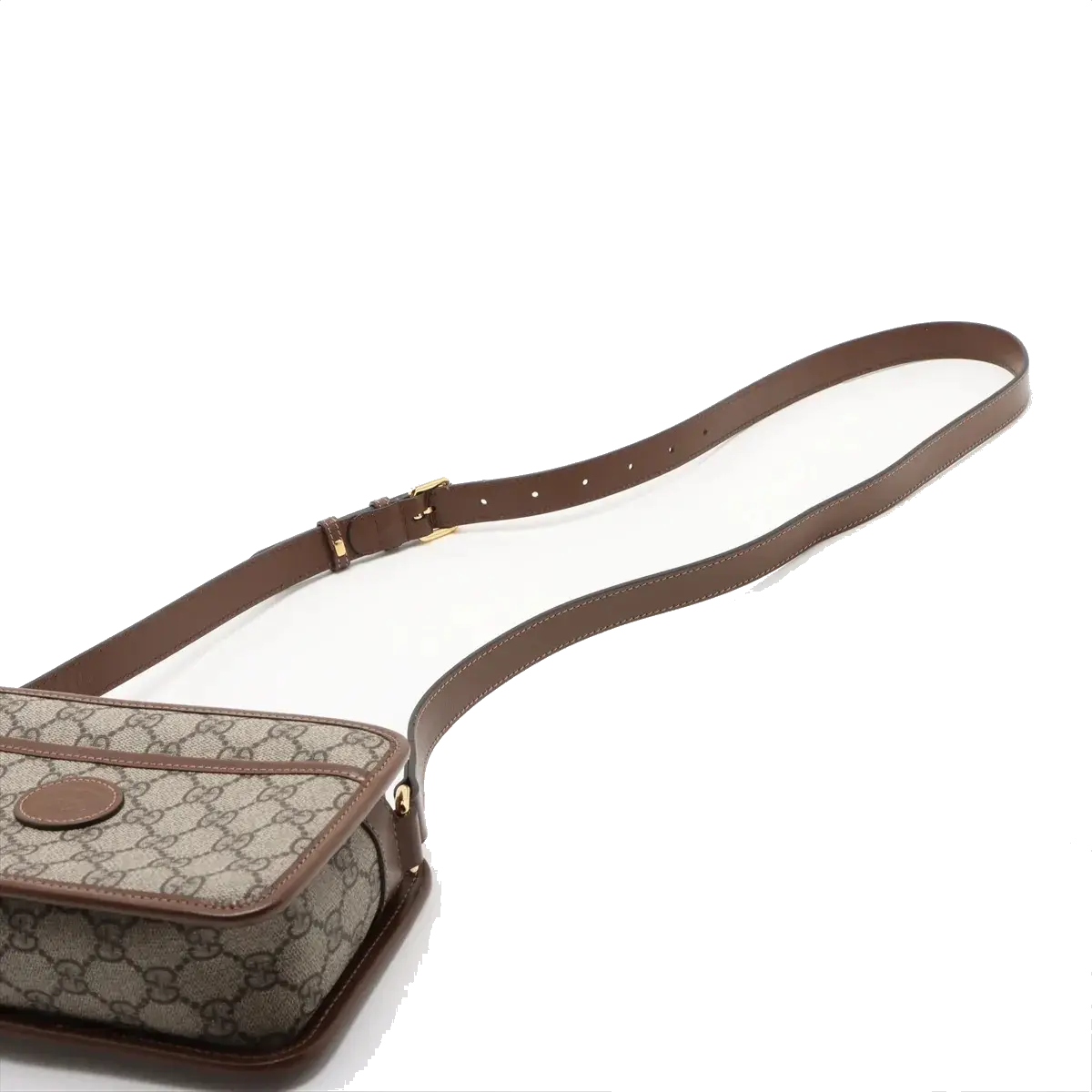 Pre-Loved GG Retro Interlocking G Camera Bag Crossbody Bag GG Supreme Coated Canvas Mini with Gold Hardware, Beige and Ebony
