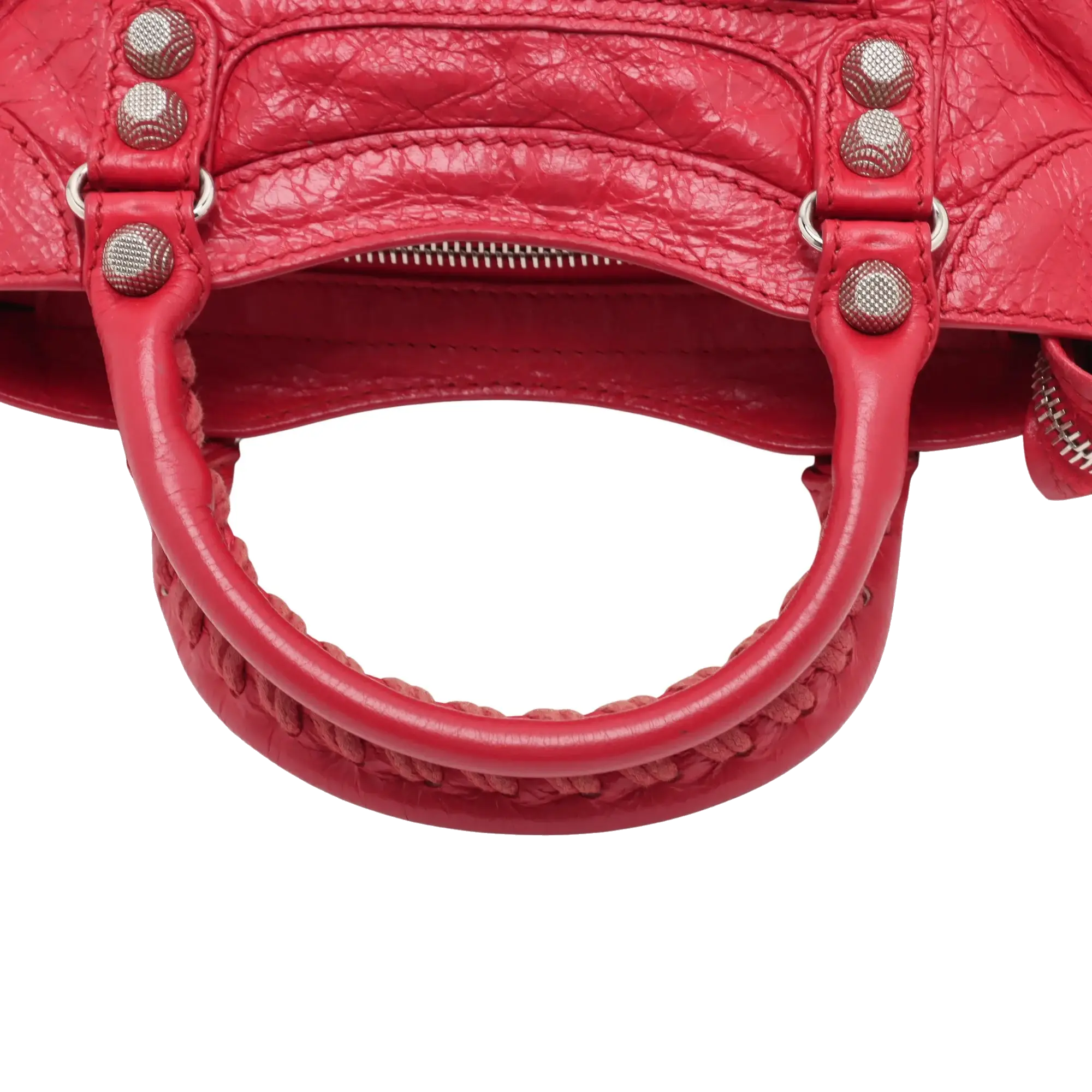 Pre-Loved Classic City Handbag Leather Mini with Silver Hardware, Red
