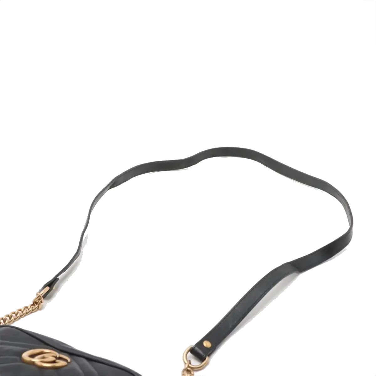 Pre-Loved GG Marmont Matelassé Camera Bag Crossbody Bag Quilted Leather Mini with Aged Gold Hardware, Black