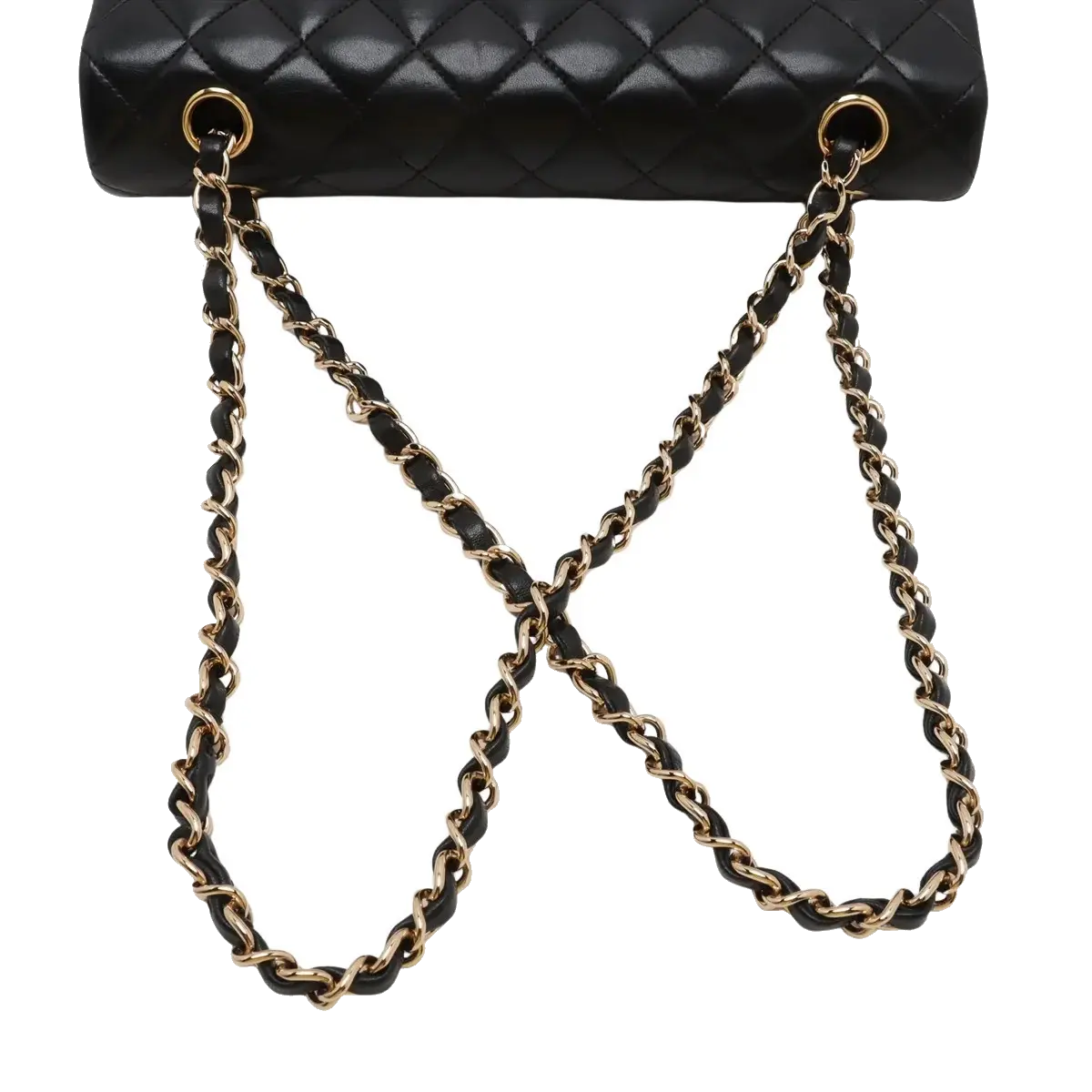 Pre-Loved Classic Double Flap Shoulder Bag Quilted Leather Medium with Gold Hardware, Black