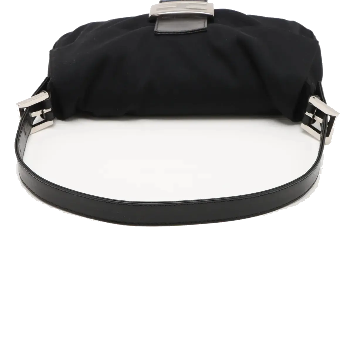 Pre-Loved Mamma Baguette Shoulder Bag Plain Canvas with Silver Hardware, Black