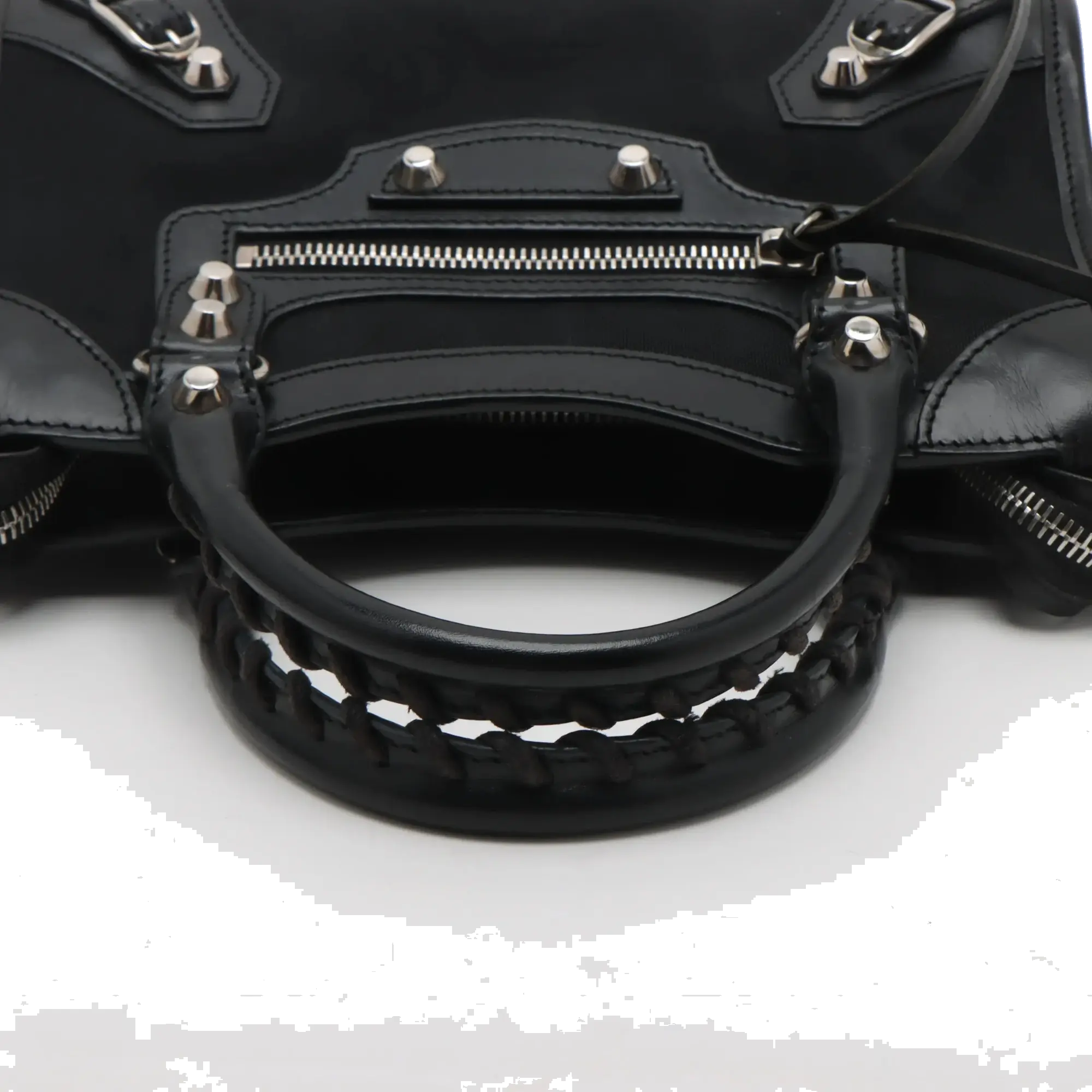 Pre-Loved Classic City Handbag Canvas Plain Mini with Silver Hardware, Black