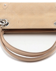 Pre-Loved Lady Dior East West Handbag Cannage Suede with Silver Hardware, Beige