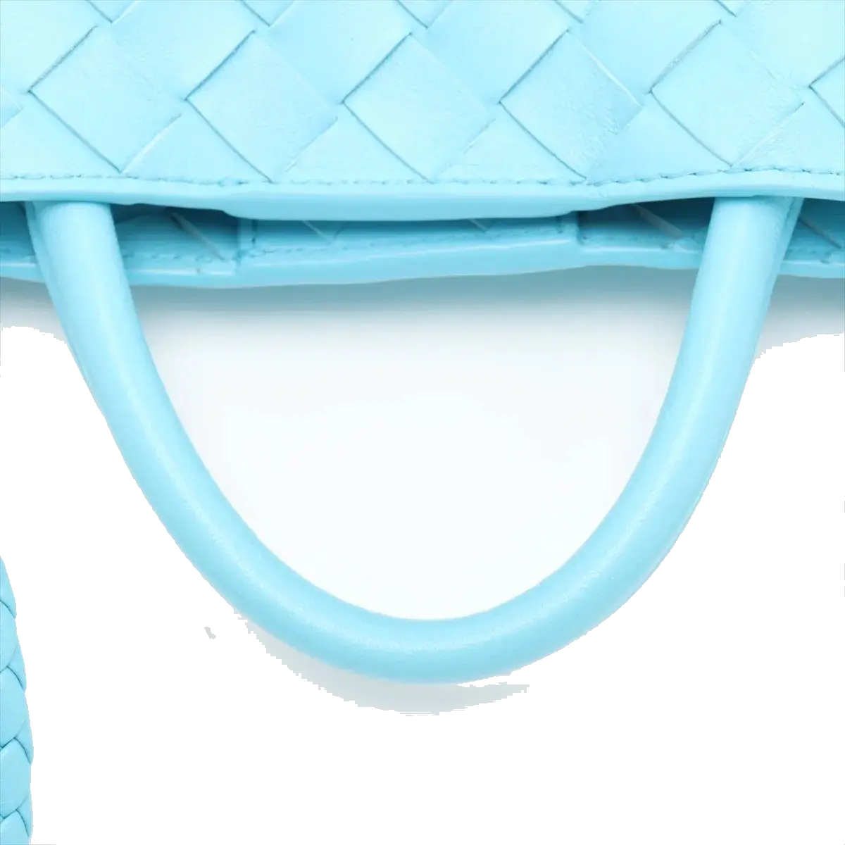 Pre-Loved Andiamo Handbag Intrecciato Leather Small with Gold Hardware, Light Blue