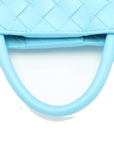 Pre-Loved Andiamo Handbag Intrecciato Leather Small with Gold Hardware, Light Blue