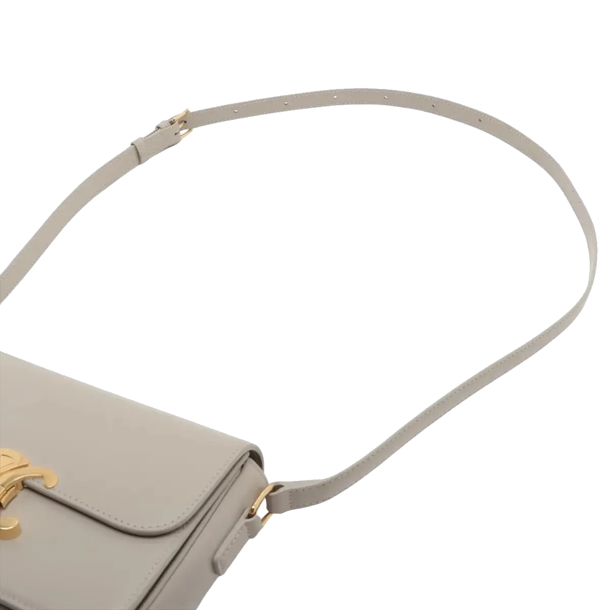 Pre-Loved Triomphe Shoulder Bag Leather Teen with Gold Hardware, Greige