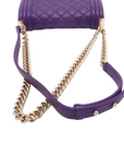 Pre-Loved Boy Shoulder Bag Quilted Leather Old Medium with Gold Hardware, Purple