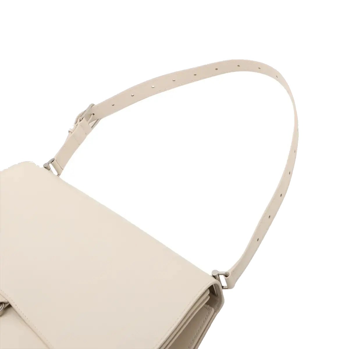 Pre-Loved Crush Sling Shoulder Bag Leather Small with Silver Hardware, Cream