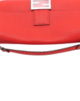Pre-Loved Baguette Shoulder Bag Leather with Silver Hardware, Red