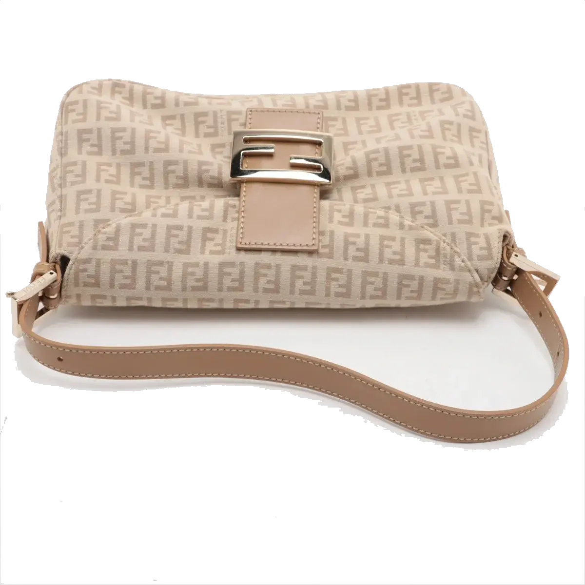 Pre-Loved Mamma Baguette Shoulder Bag Zucchino Coated Canvas with Gold Hardware, Beige