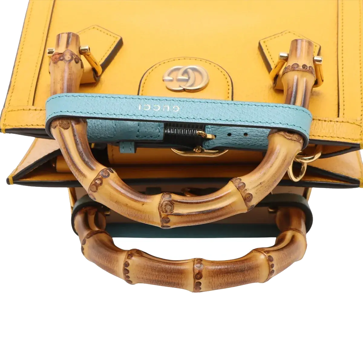 Pre-Loved Diana Bamboo Tote Leather Mini with Gold Hardware, Yellow