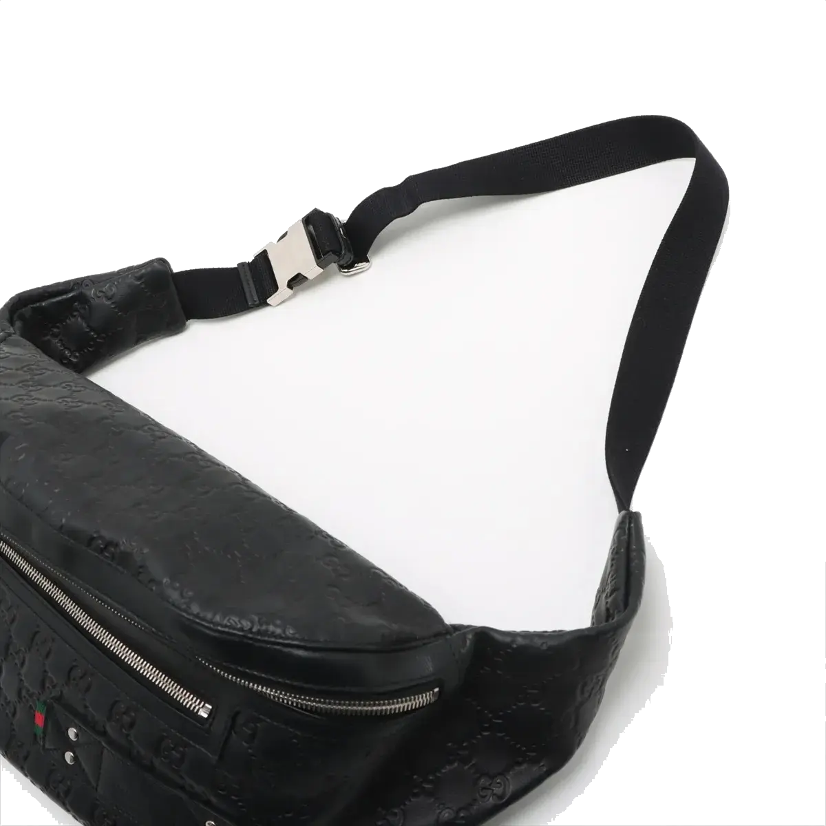 Pre-Loved Guccissima Belt Bag Guccissima Leather with Silver Hardware, Black
