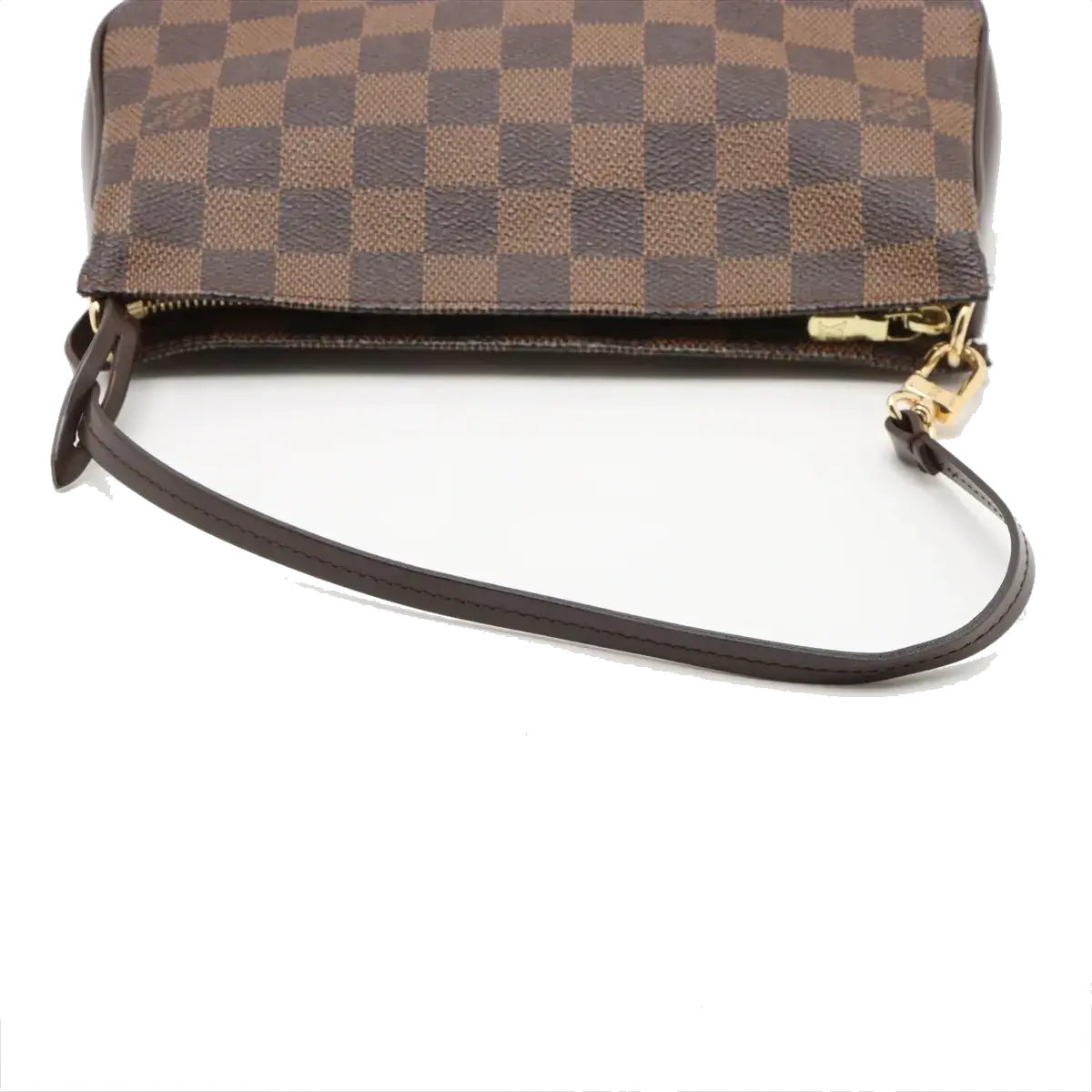 Pre-Loved Pochette Accessoires Pochette Damier Coated Canvas with Gold Hardware, Ebene Brown