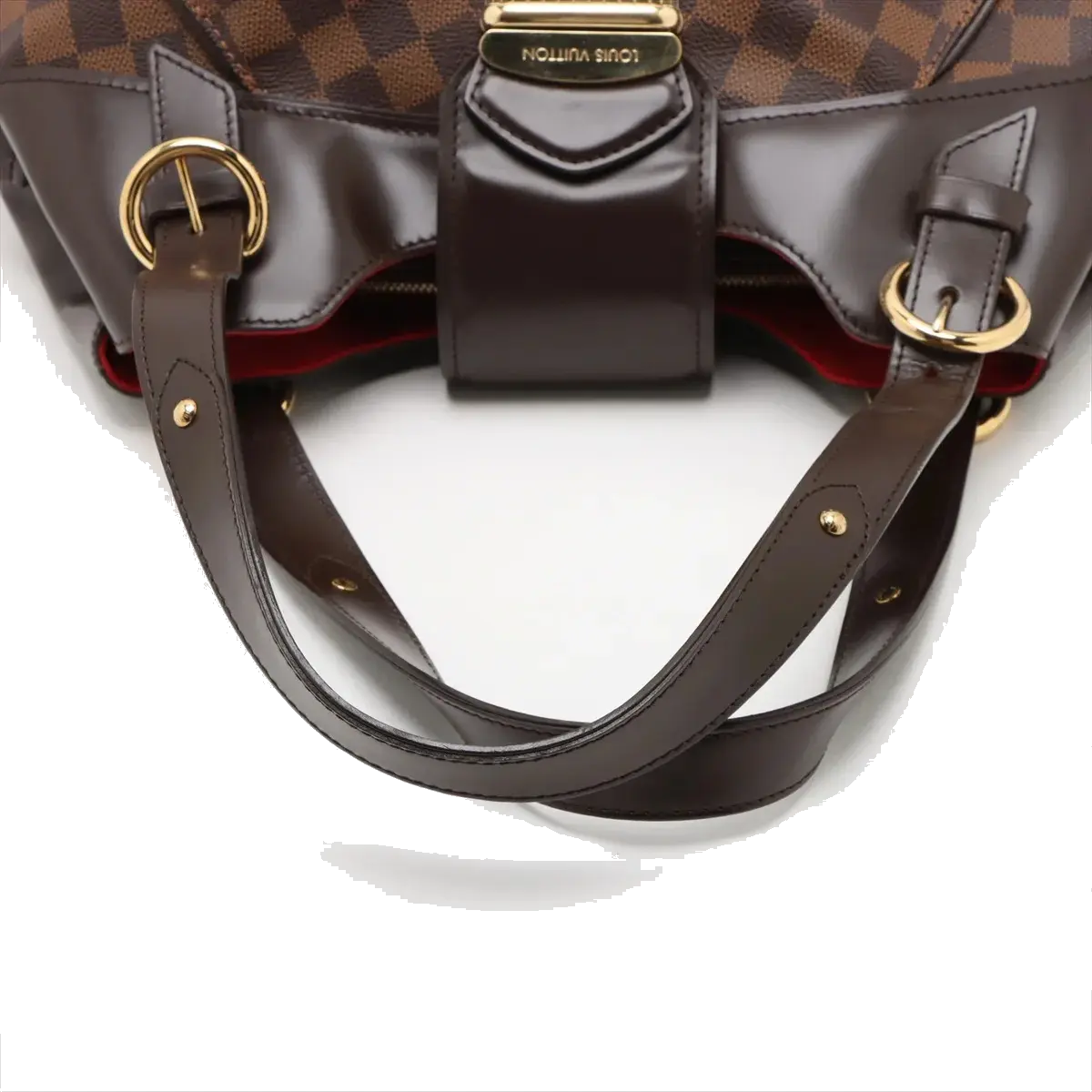 Pre-Loved Sistina Shoulder Bag Damier Coated Canvas GM with Gold Hardware, Brown