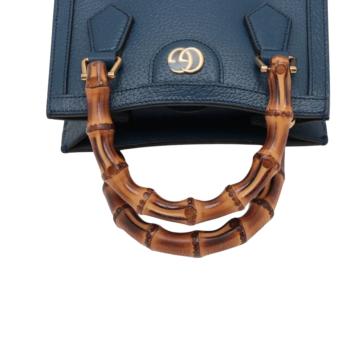 Pre-Loved Diana Bamboo Tote Leather Mini with Gold Hardware, Blue