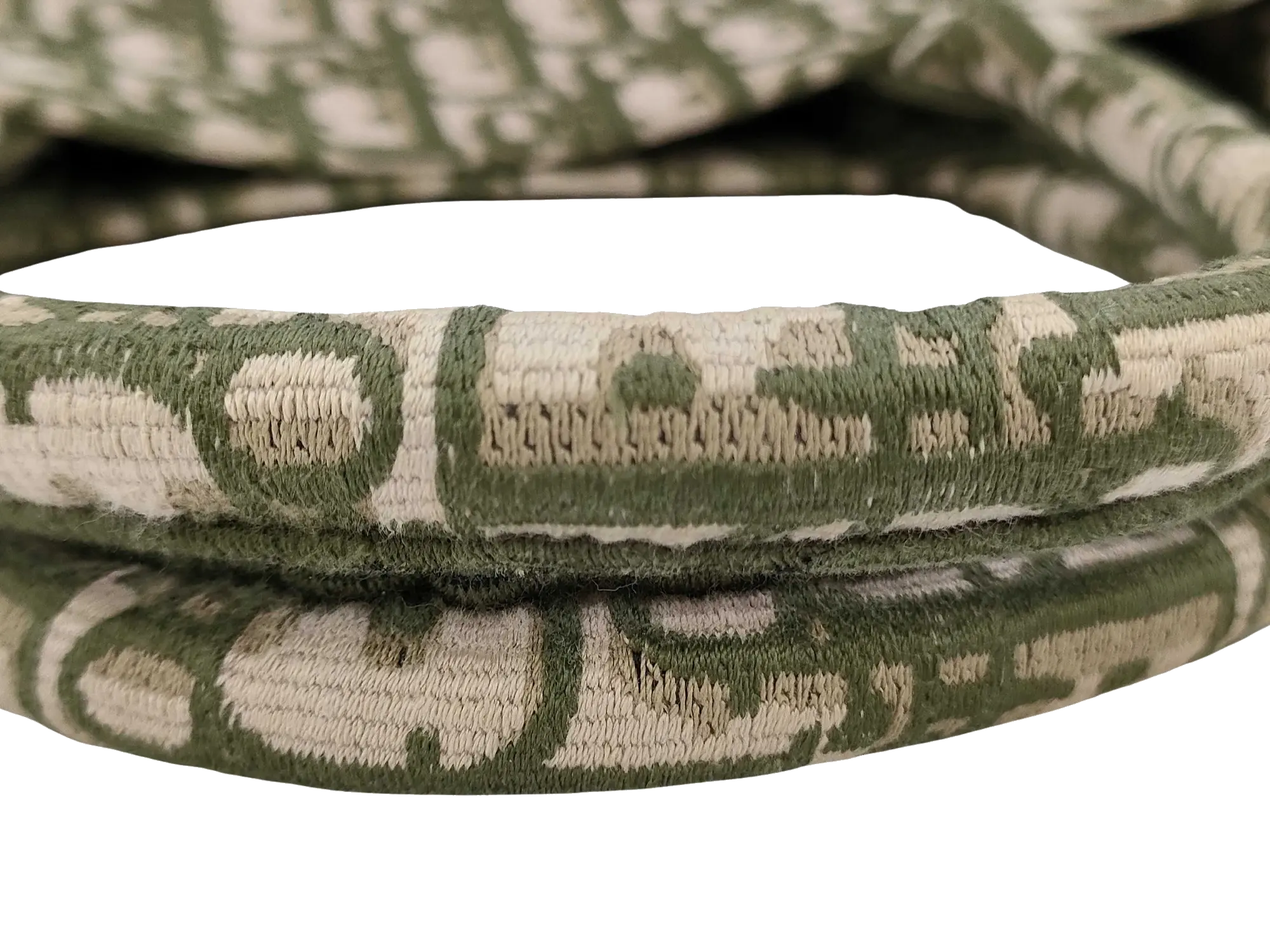 Pre-Loved Book Tote Tote Oblique Embroidered Canvas Large, Green and Beige