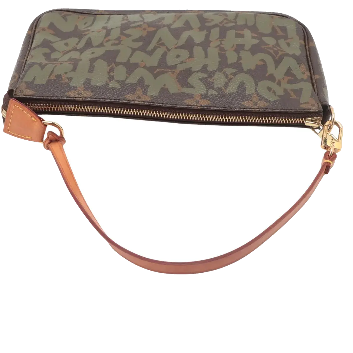 Pre-Loved Pochette Accessoires Graffiti Pochette Monogram Graffiti Coated Canvas with Gold Hardware, Brown with Khaki Green Graffiti