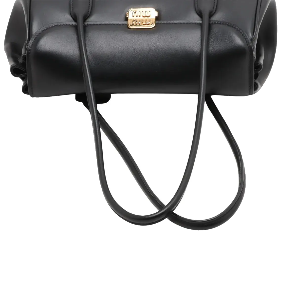 Pre-Loved Nappa Leather Shoulder Bag Leather with Gold Hardware, Black