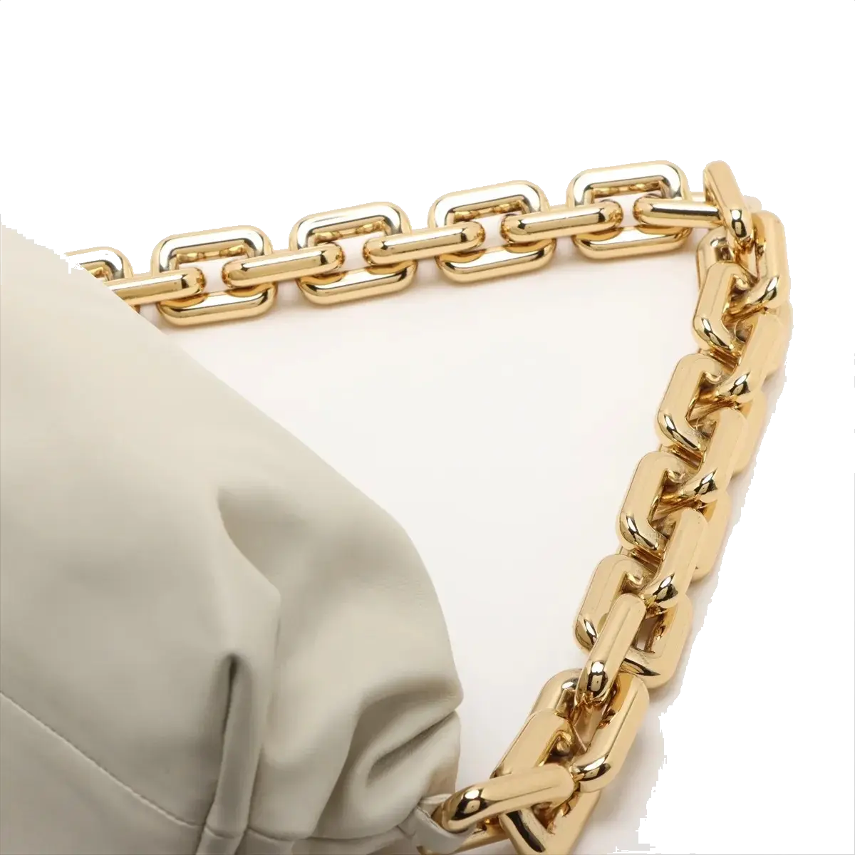 Pre-Loved The Chain Pouch Shoulder Bag Leather with Gold Hardware, Ivory