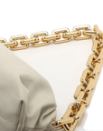 Pre-Loved The Chain Pouch Shoulder Bag Leather with Gold Hardware, Ivory