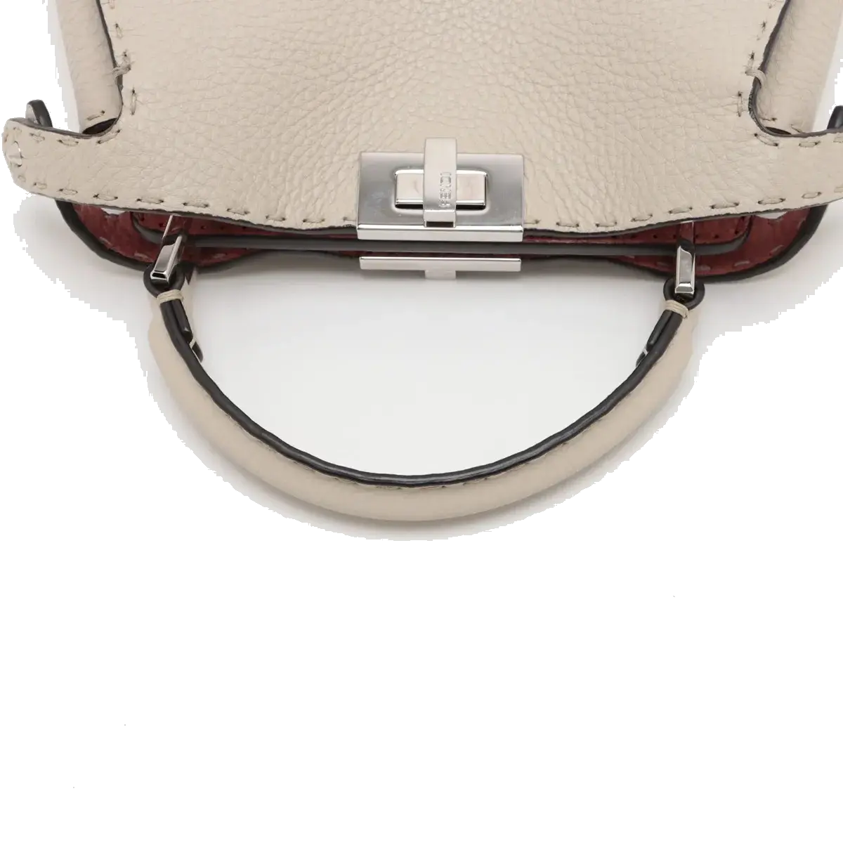 Pre-Loved Peekaboo Iconic Selleria Handbag Leather Small with Silver Hardware, Ivory